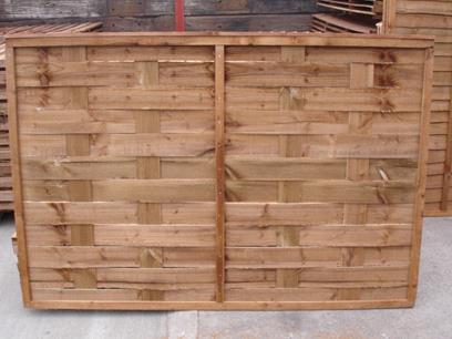 Interwoven Fence Panel. Pressure treated brown.