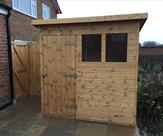 Matchboard Pent Shed and Matchboard 6' x 3' Gate Treated Light Brown