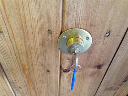 Security Shed Key Lock Close Up Front View