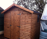 Apex Loglap Shed 10ft x 7ft with black roof shingles