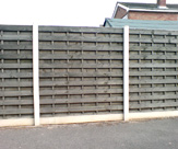 F05 - Concrete Slotted Posts, 6inch smooth gravel board and 6 x 6 Horizontal Hit and Miss Fence Panel